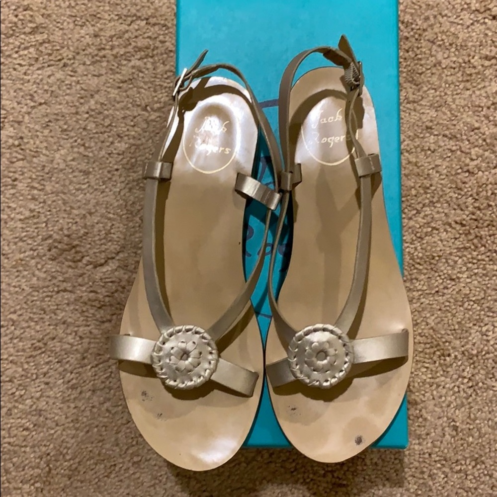 Jack Rodgers platinum color sandals